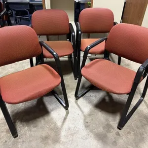 (4) Upholstered Metal Chairs