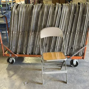 (37) Vintage Metal and Wood Folding Chairs and