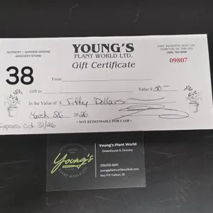 $50 Gift Cert Youngs Plant World - Plants, Fert,