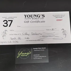 $50 Gift Cert Youngs Plant World - Plants, Fert,