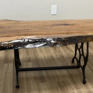 4 ft Live Edge Coffee Table on Sewing Machine Legs