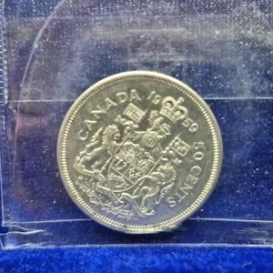 1959 Canadian Silver 50 Cent Piece