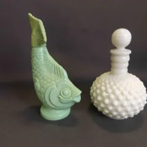Vintage Art Glass Hobnail Cologne Decanter 1950's