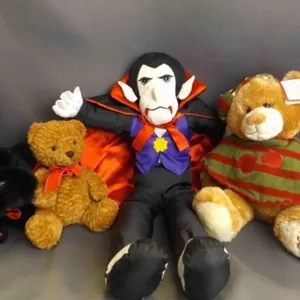 4 Plush Stuffed Animals - Vampire - A Black Plush
