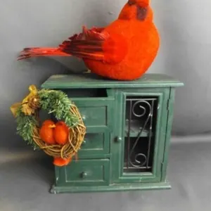 Small Decorative Rustic Green Wooden Cabinet or