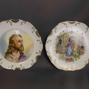 2 Vintage Decorative Christian Imagery Plates