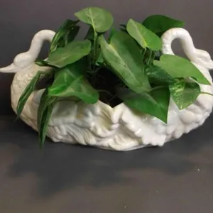 Vintage Italian Ceramic Swan Planter - Faux