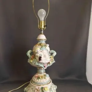Italian Porcelain Lamp Features Hand-Painted