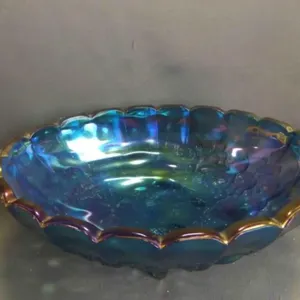 Vintage Indiana Glass Iridescent Blue Carnival