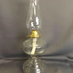 Clear Glass Kerosene Lamp - Brass Colored Metal