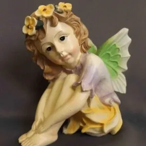 Vintage Hand Painted Resin Fairy Figurine