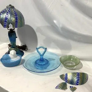 3 Lots: Ludberg Studios Blue Iridescent Glass