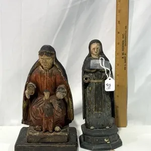 Two Puerto Rico polychrome on wood figures