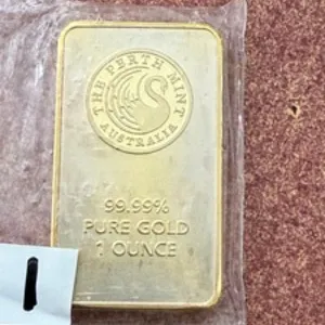 IN - 1 Troy Ounce .999 Gold Plated Replica Bar **PLEASE NOTE **THIS IS GOLD PLATED**