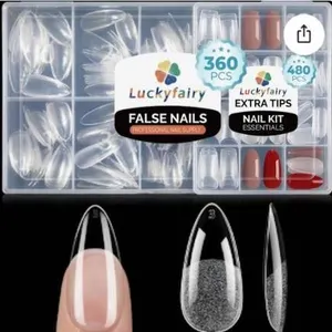 LOT OF 2 - Luckyfairy False Nails, Medium Almond, 360 pcs, Model CALF-F017