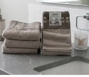Serene - Tan Color Bathroom towel set - 3 Hand Towels & 4 Washcloths