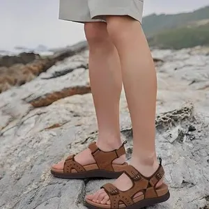 KuaiLu Mens Hiking Sandals With Arch Support Sport Recovery Athletic Walking Sandals For Man Khaki/B