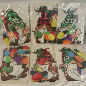 NEW Reflective Gnome Car Window Cling Decals, Multi-Color Holiday Design, 2pcs x 6 Packs