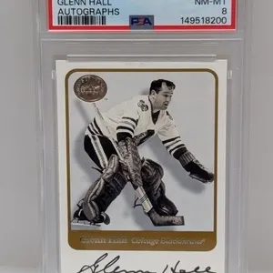 2001 Fleer Greats Glenn Hall Auto PSA 8