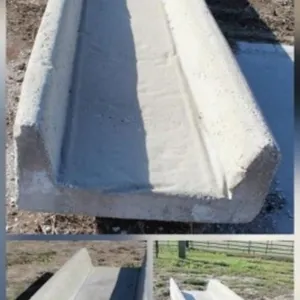 Three 8' L x 34"W Concrete Livestock Feeders
