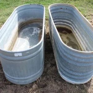 2 Galvanized Oblong Water Tanks