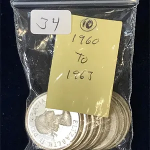 10 Can Silver 25 Cent Pcs 1960 to 1963  $2.50