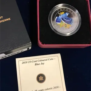 2010 Blue Jay coloured 25 Cent Piece