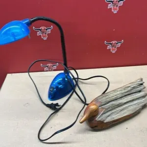 Desk lamp and a driftwood duck decoy. *NO SHIPPING