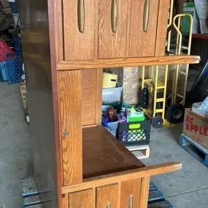 Heavy two pedestal wooden desk. 60”W x 34”D x
