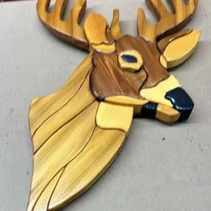 Wood Intarsia Deer Wall Décor.