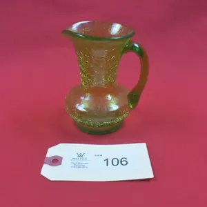 Vintage Vaseline (Uranium) Crackle Glass Pitcher