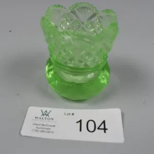 Vintage Fenton 2.5" Vaseline Glass Toothpick Hold