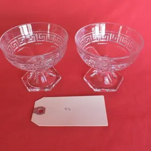 Heisey Greek Key Clear Low Sherbet Glasses
