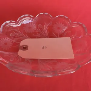 Heisey Relish / Pickle Dish w/ cut flower design
