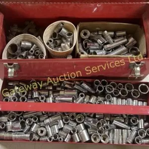 Toolbox with sockets various sizes, various drive
