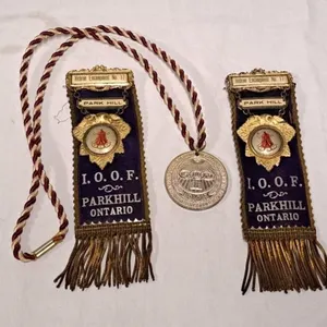 Antique Odd Fellows Pins & Ribbons & Medallion