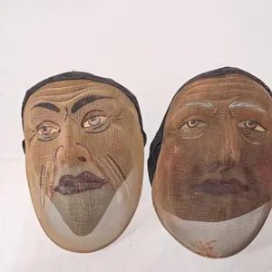 Vintage Hand Painted Wire Mesh Odd Fellows Face