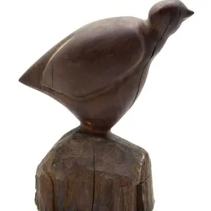 Carved Wood Quail Figure 9.5”