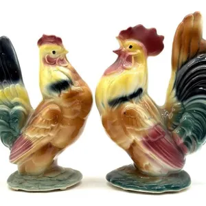 Vintage Rooster and Hen Ceramic Figures 8” Tall