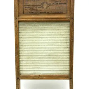 Antique Glass and Wood Washboard 12.5” x 23”