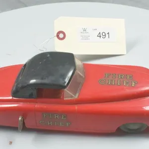 Saunders Windup Fire Chief Car Circa 1950