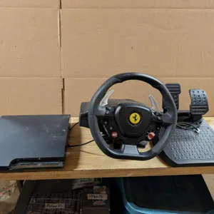 PS3 (no Cords, Not Tested) W/ PlayStation Steering wheel and Pedal