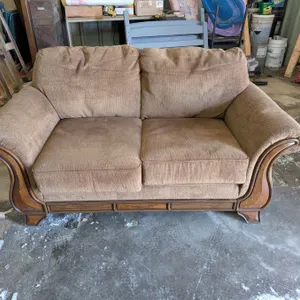 (2) Brown Couches and (1) Chair 87"-44"x36"x35"
