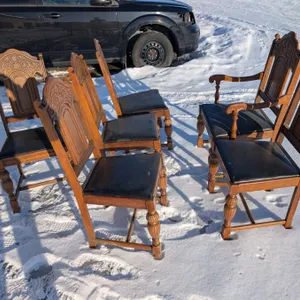 Set of Vintage Wood Chairs (1) Arm rest Chair