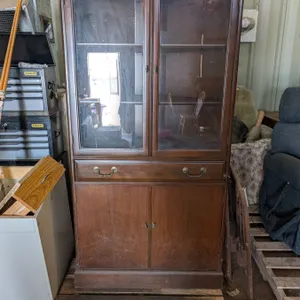 Wooden Glass Door Cabinet 65"x32"x24"