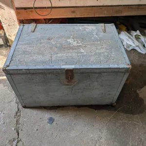 Vintage 2 Handle Wood Chest w/ misc. (16"x17"x26")