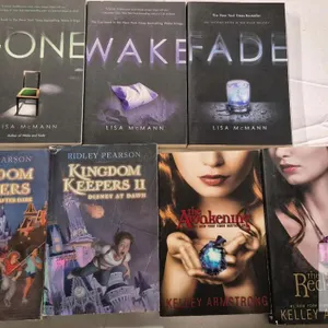 YA Fantasy Paperback Lot (7) - Wake Trilogy, Kingdom Keepers 1-2, Darkest Powers 2-3, McMann, Armstrong, Pearson