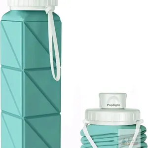 New Food-Grade BPA-Free Collapsible / Foldable Silicone Travel Bottle / 610ml for Travel Gym Hiking Camping Running Sport