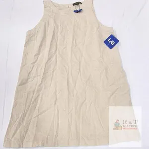 NEW Banana Republic Linen Sleeveless Shift Dress, Large, Beige, Made in Cambodia