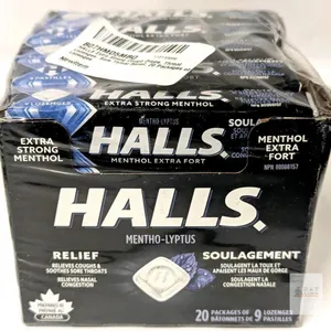 [EXP 11/2026] 20 New Packages of HALLS Mentho-Lyptus Extra Strength Menthol Cough / Sore Throat Relief Lozenges, 9 Lozenges Per Pack